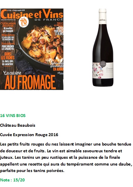 Cuisine et Vins de France Mars 2016